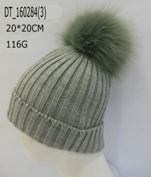 Fake lông pompom cuffed Beanie